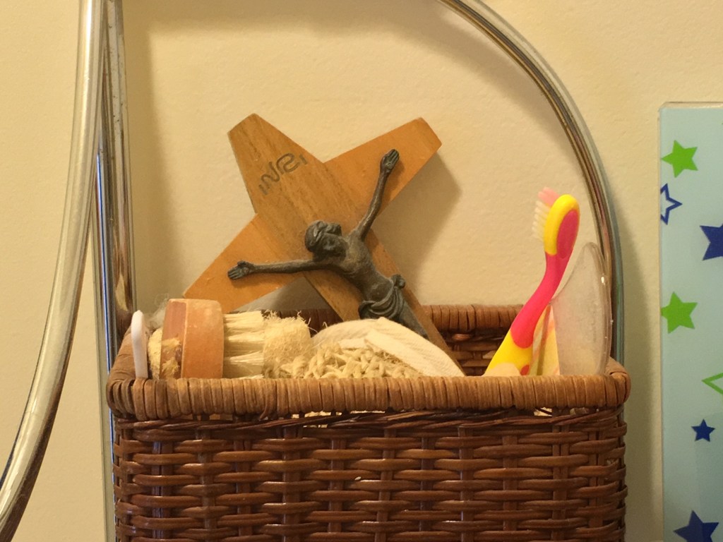 crucifix in bathroom